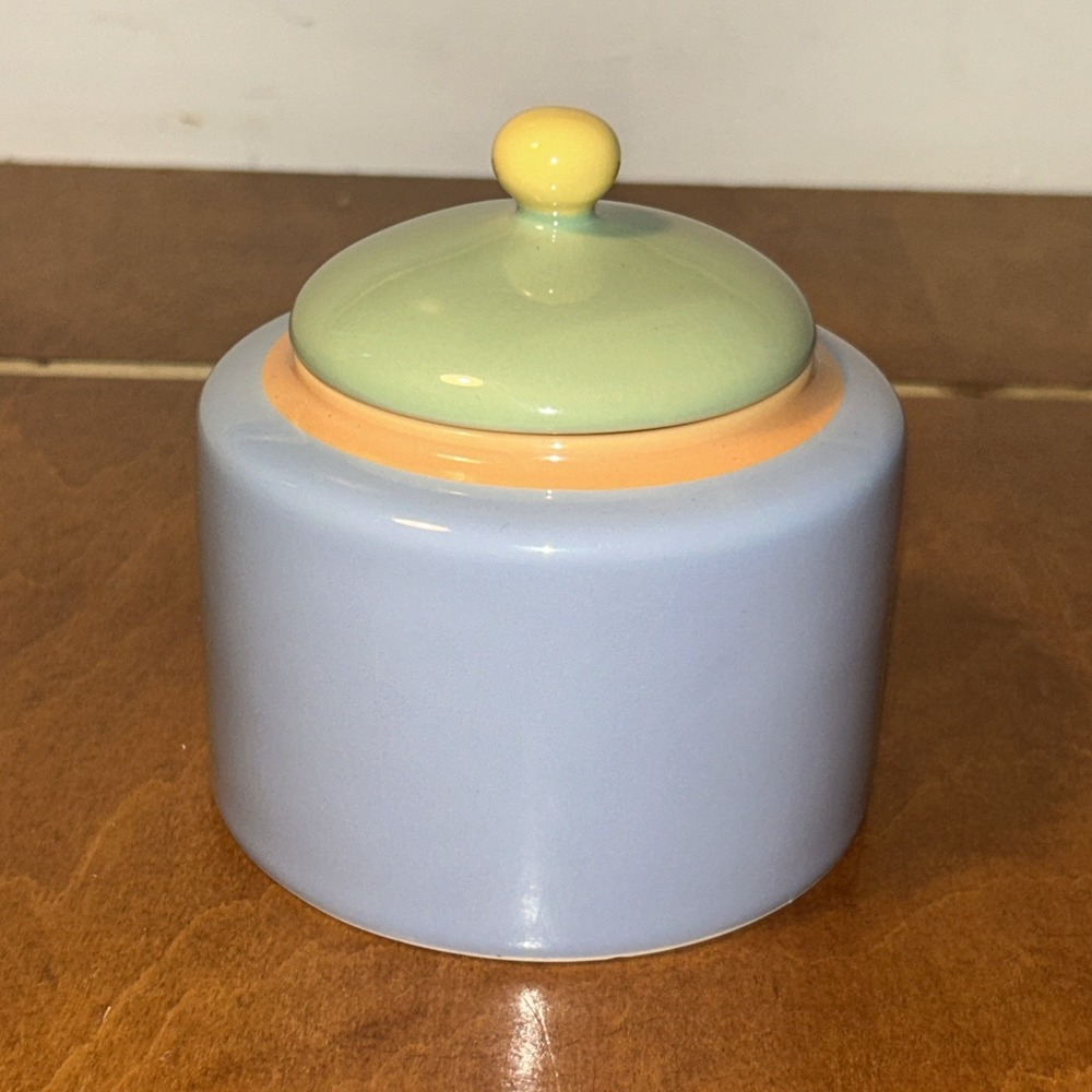 Vintage CORNINGWARE ACCESSORIES PASTEL STONEWARE SUGAR Bowl With Lid